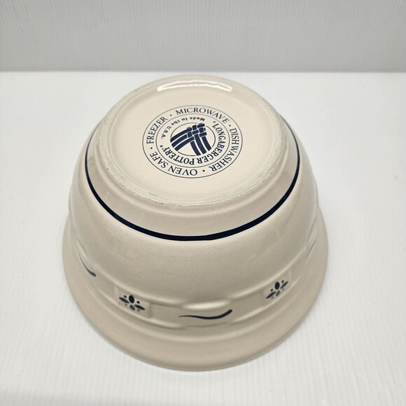 Longaberger Pottery Woven Traditions Classic Blue 8 Inch Mixing Bowl Squared Rim - Picture 4 of 4